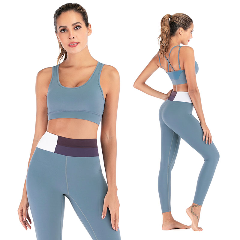 FDMF012- Donne 2 Pezzi Outfits Sports Bra Yoga Legging