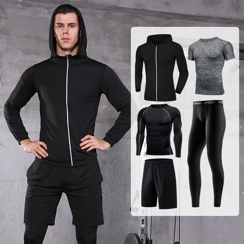 FDMM021-5 Pcs Uomini\'s Workout Clothes Set Fitness Suit Sportswear